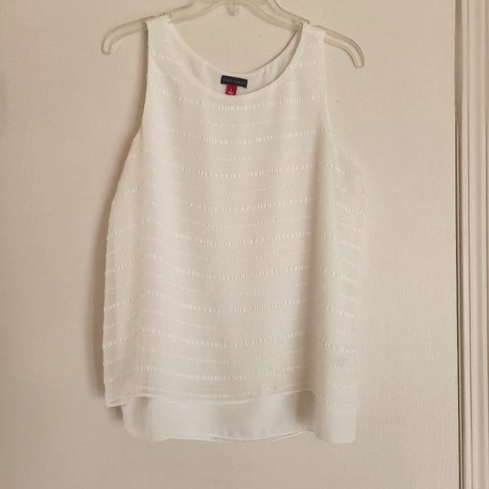 Vince Camuto White Flowy Sleeveless Top
